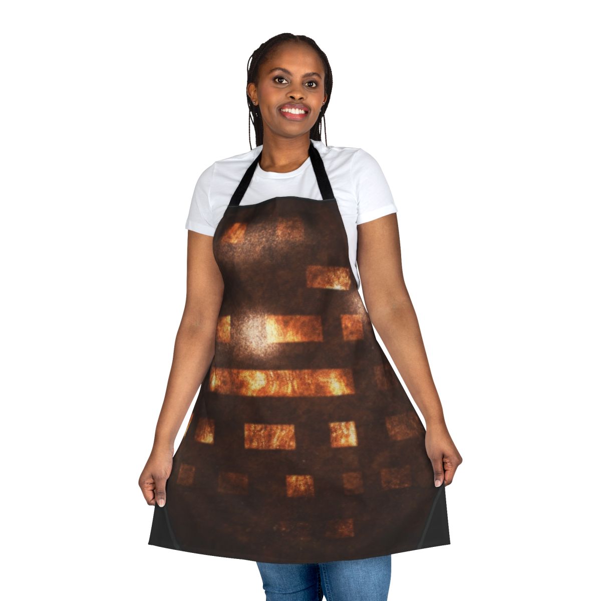 Person wearing a durable and functional apron in the kitchen