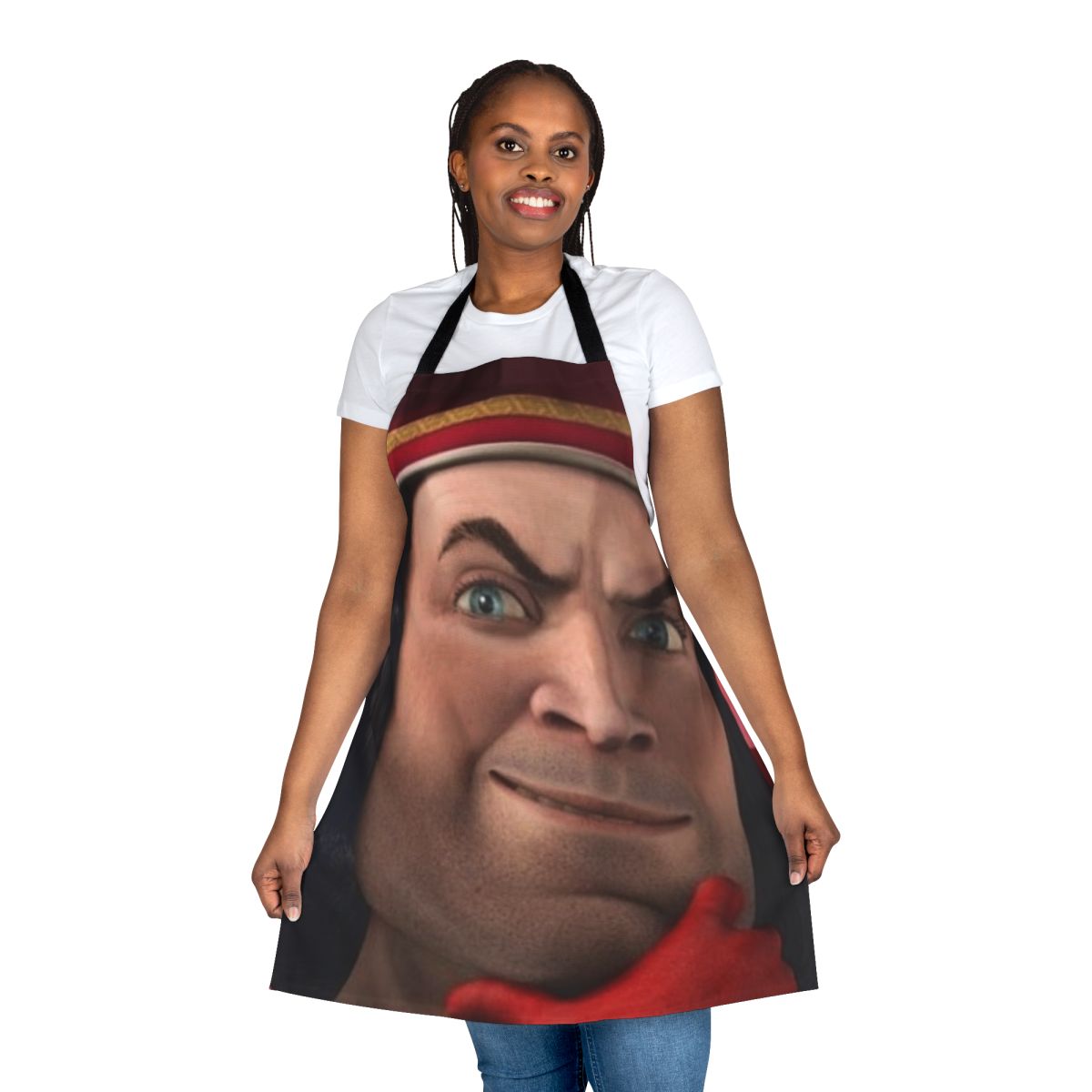 Lord Farquaad inspired apron with Shrek meme design