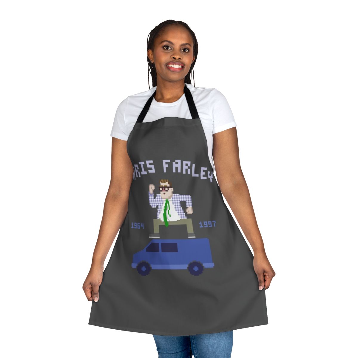 Stylish apron featuring the iconic Matt Foley character from the Chris Farley Saturday Night Live skits.