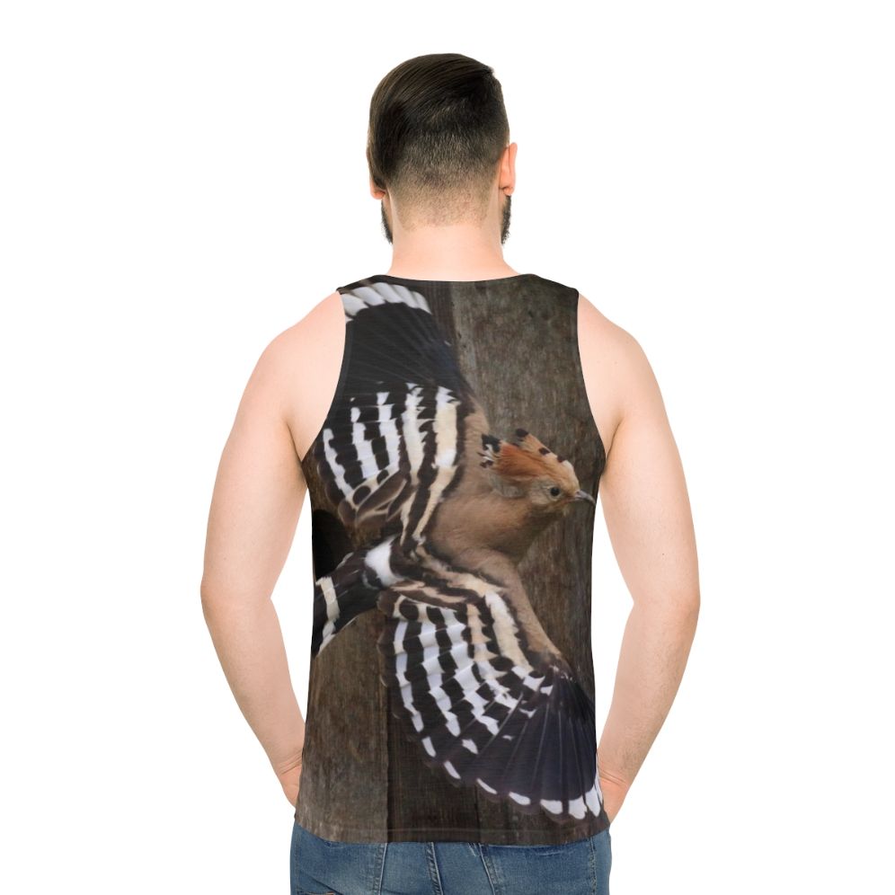 Hoopoe bird in flight on a unisex tank top