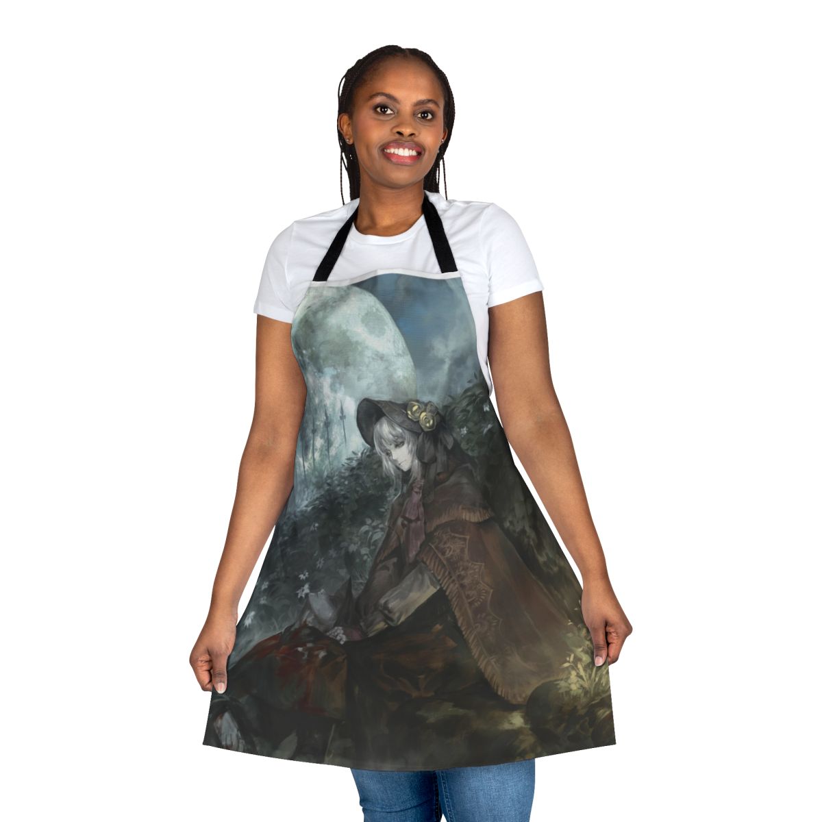 Doll-themed apron featuring imagery and design elements from the Bloodborne video game franchise