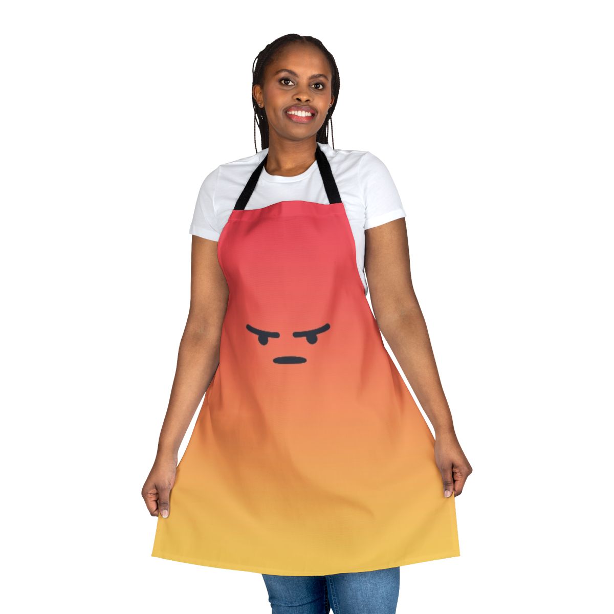 Angry React-themed apron with humorous design