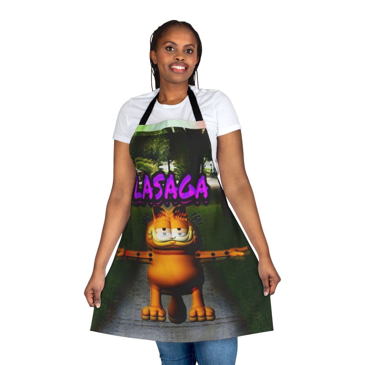 Funny Lasagna-Themed Apron with Ironic Meme Graphics