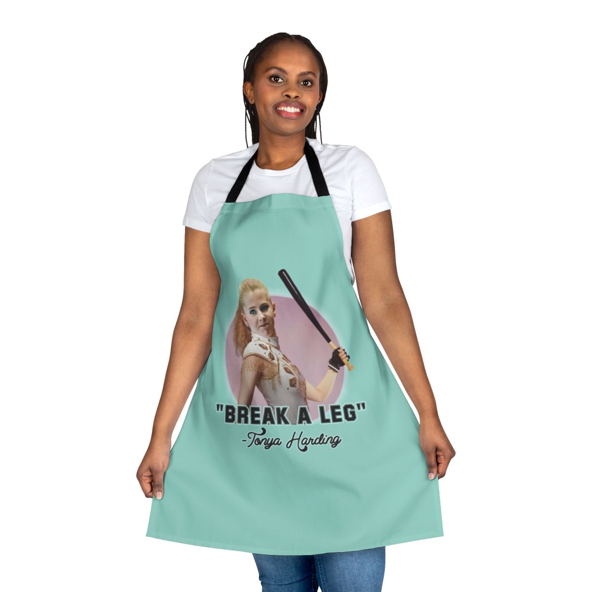 Tonya Harding inspired apron with pop culture art and 90s references