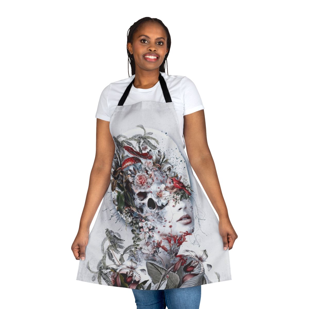Immortal gothic apron with surreal floral design