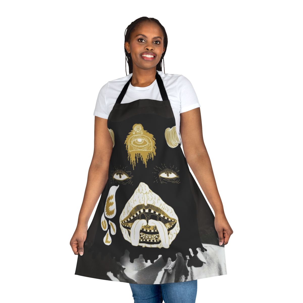 Indie band inspired cooking apron featuring the Portugal. The Man Evil Friends album artwork