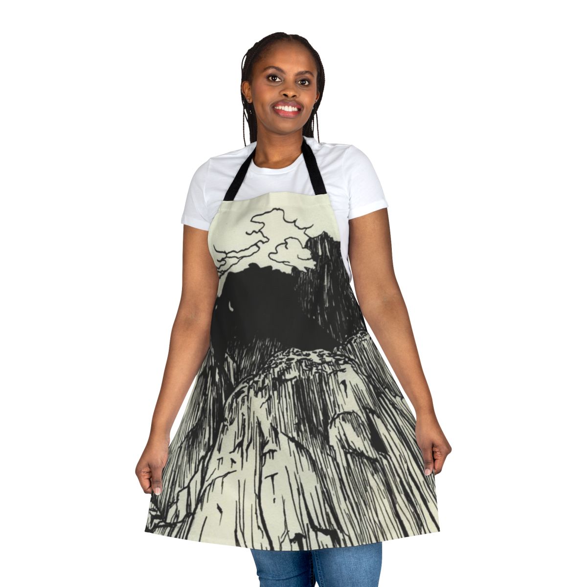 The Microphones Mount Eerie inspired apron with a drawing design