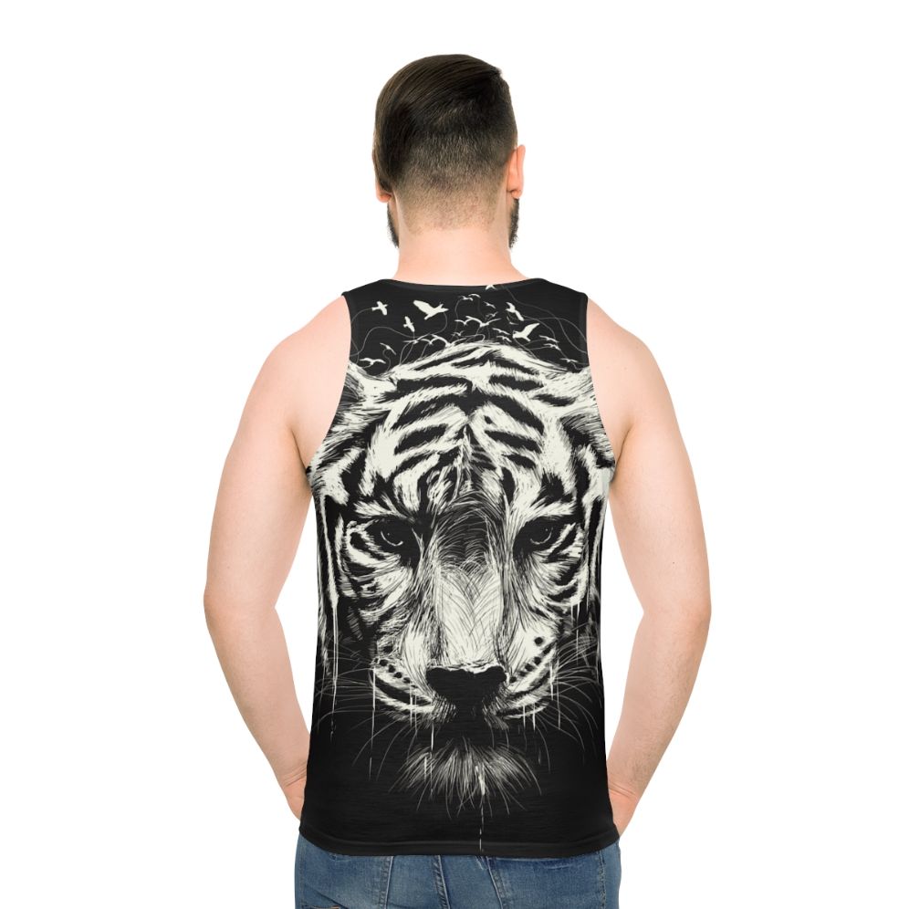 Interconnected unisex tank top with nature-inspired graphics