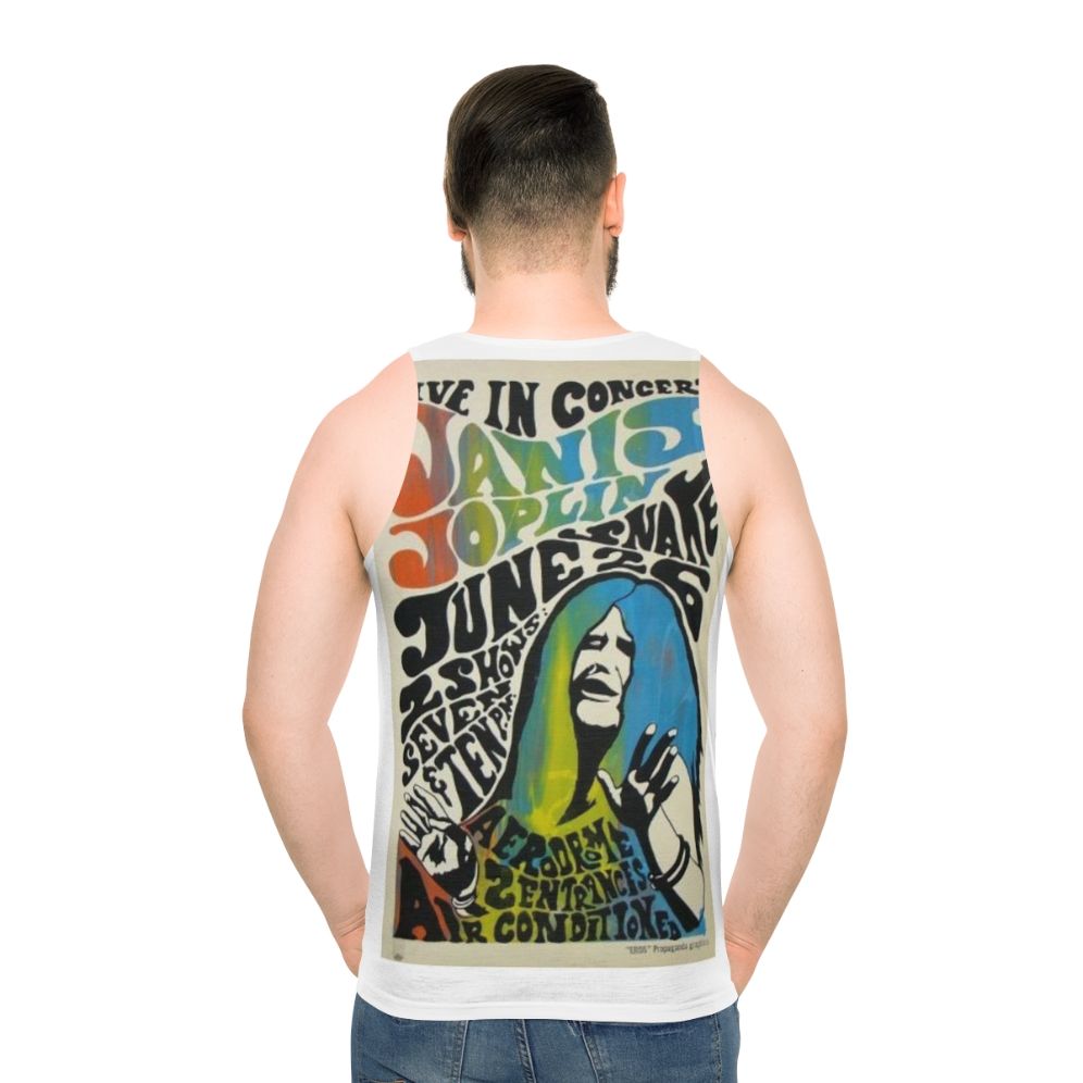 Janis Joplin concert poster design on a unisex tank top