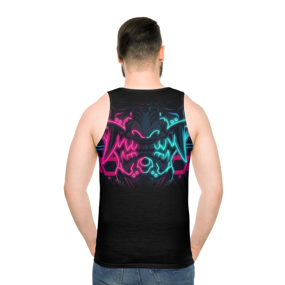Unisex tank top with Japanese samurai and vaporwave aesthetic design