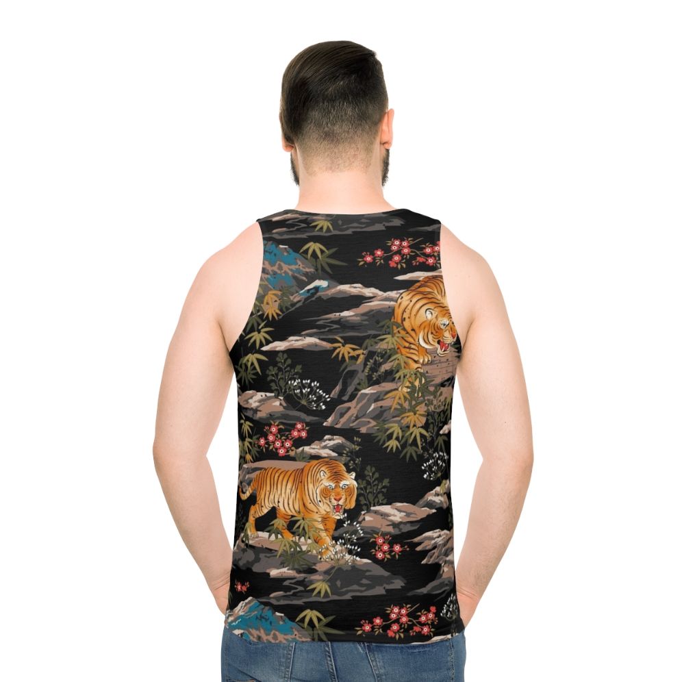 Japanese tiger floral unisex tank top