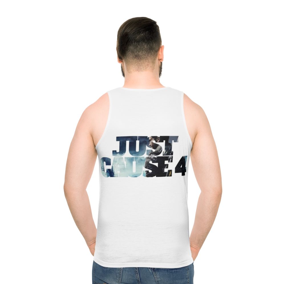 Just Be Cause 4 Unisex Gaming Tank Top with Superhero Logo Design