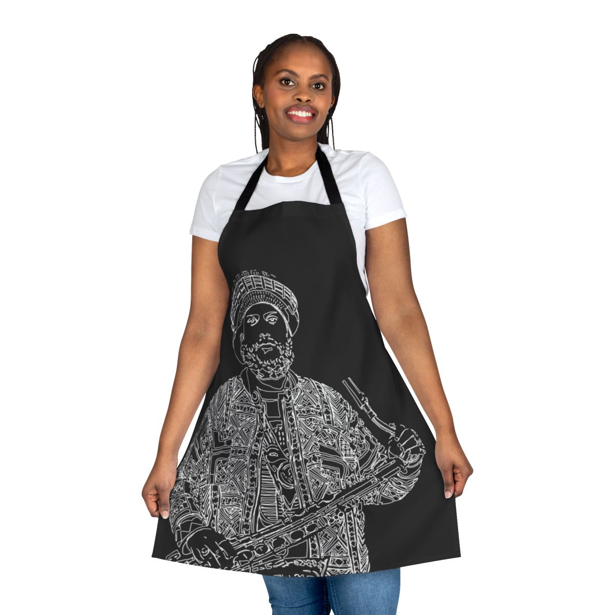 Kamasi Washington inspired apron featuring jazz musician and saxophone