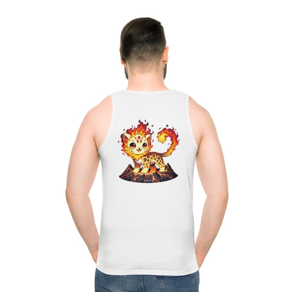 Unisex tank top with a graphic design of a legendary lava leopard