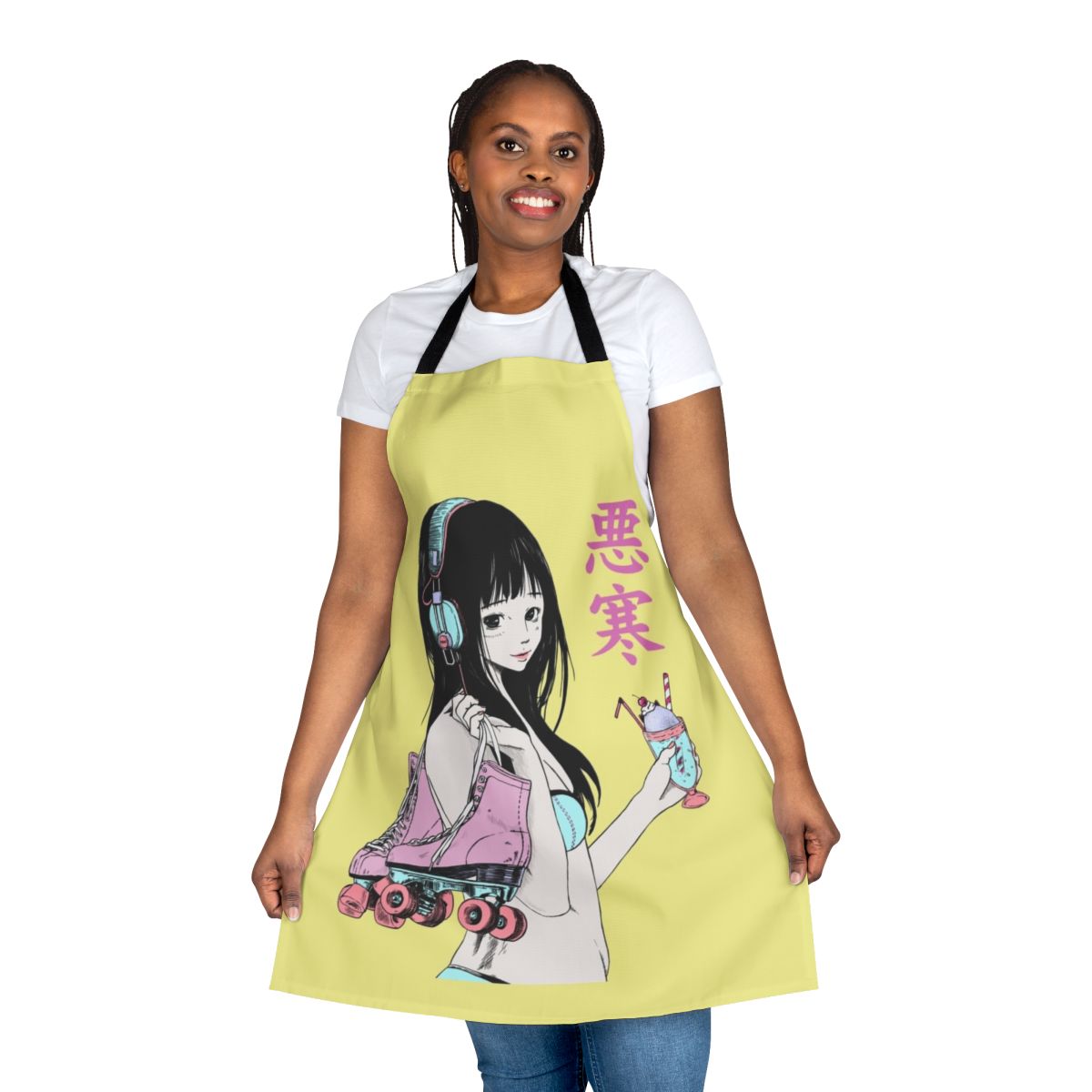 Lofi summer aesthetic apron with chill beats, vaporwave, and anime-inspired design