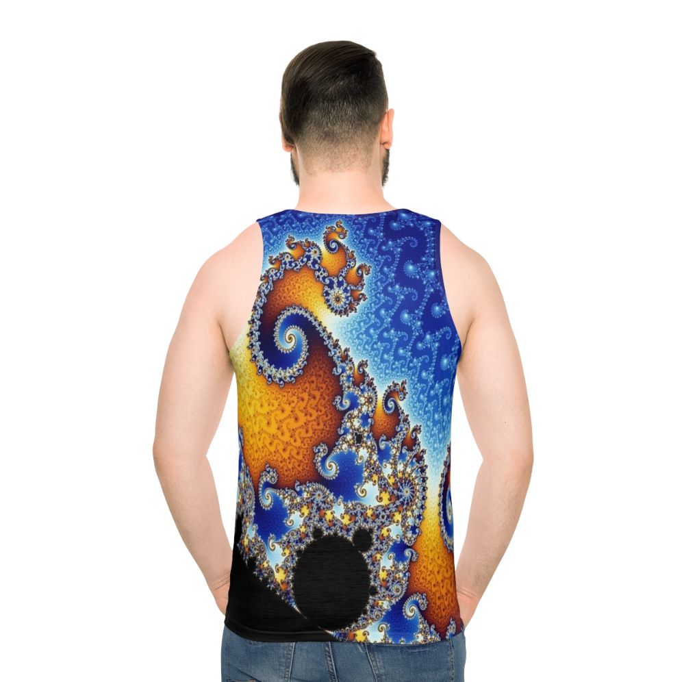Mandelbrot fractal blue spiral unisex tank top