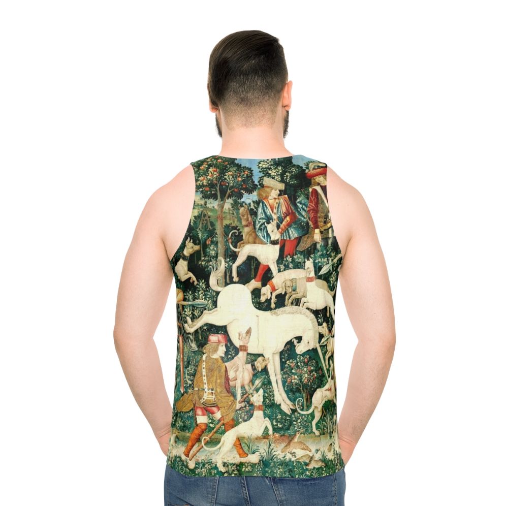 Medieval unicorn floral tapestry tank top