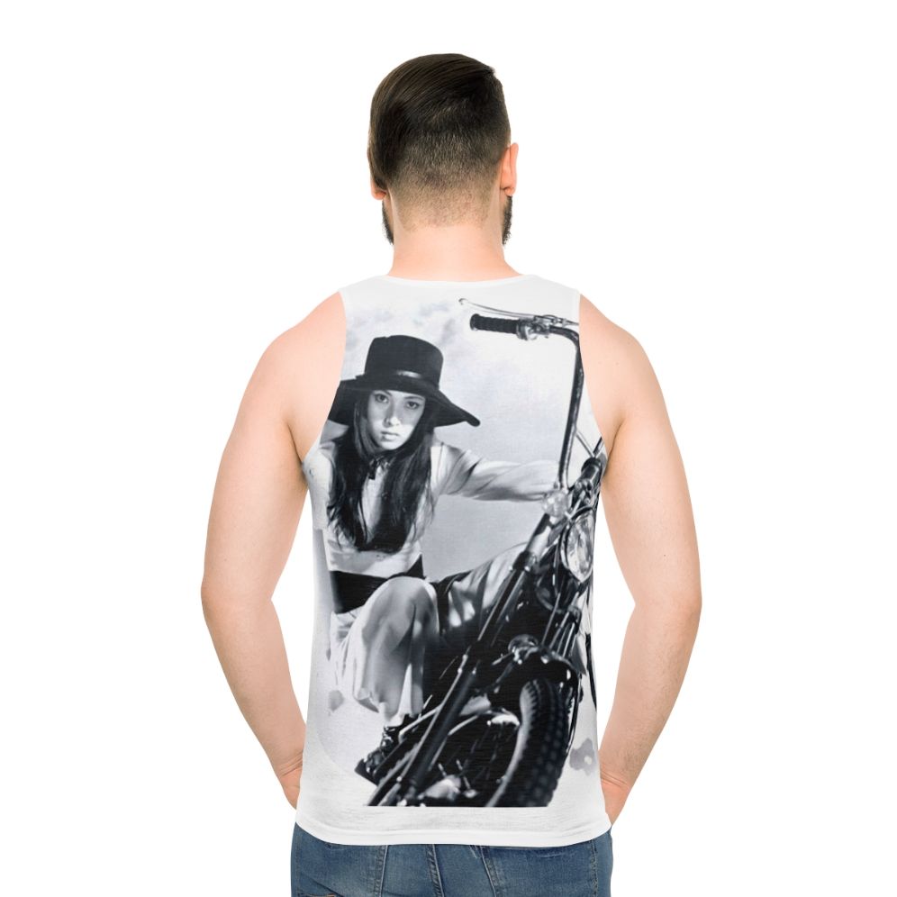 Meiko Kaji inspired unisex tank top featuring classic Japanese film imagery