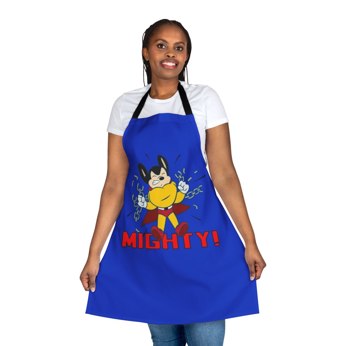 Mighty Cartoon Apron - Retro Novelty Apron with Superhero Mouse Design