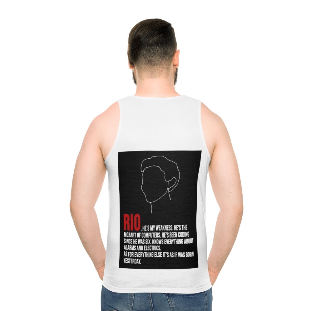 Money Heist 'House of Money' Unisex Tank Top with Lineart Fan Art Design