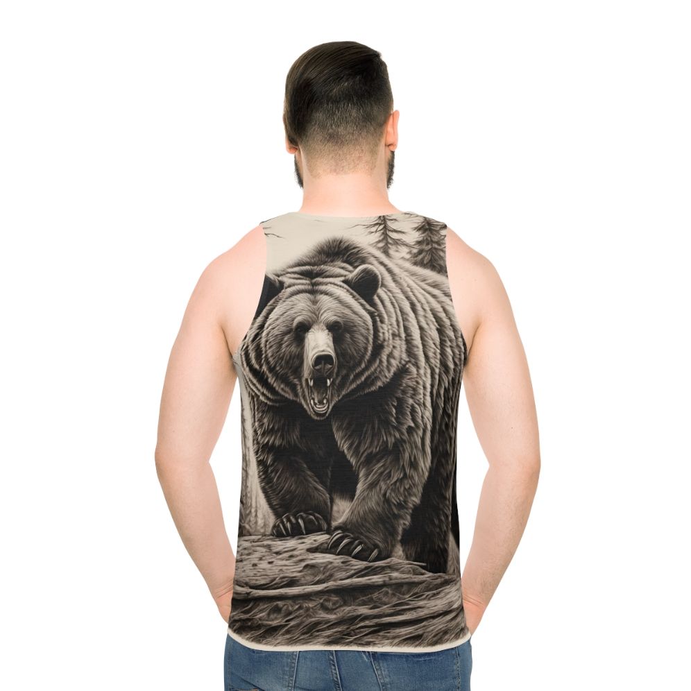 Monochromatic Grizzly Bear Unisex Tank Top