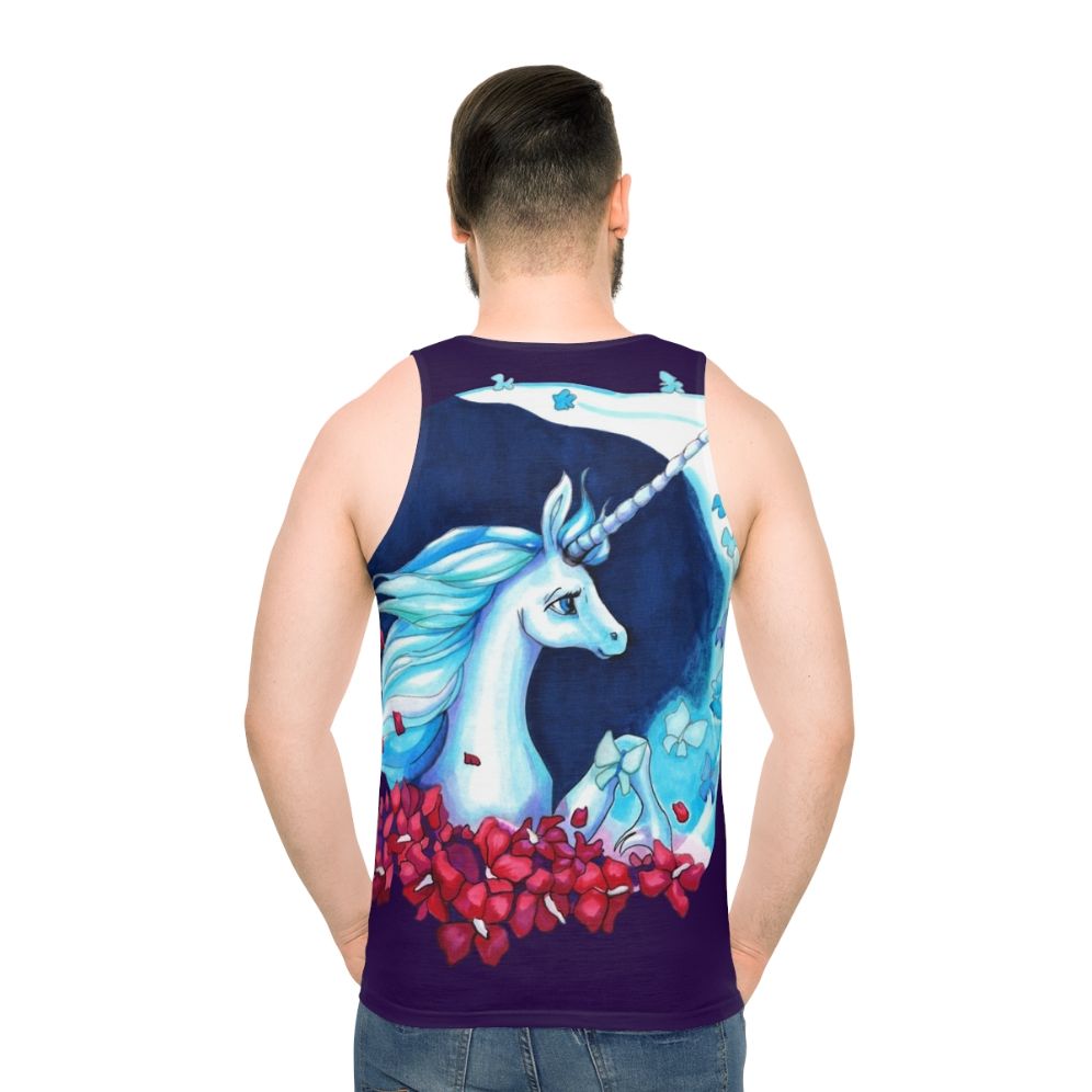 Unisex tank top featuring a whimsical moonlight unicorn design