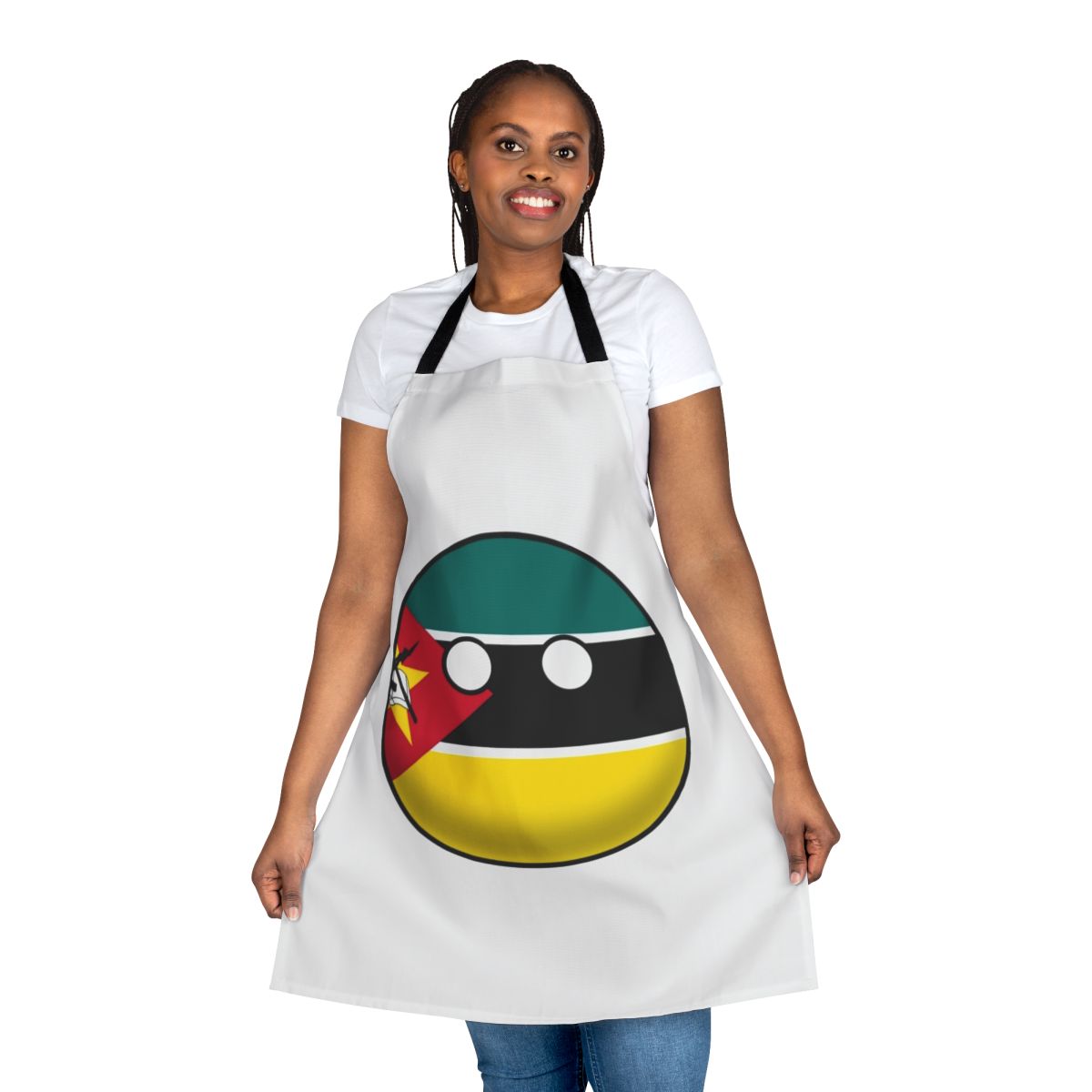 Mozambique inspired apron featuring the Mozambique flag and design