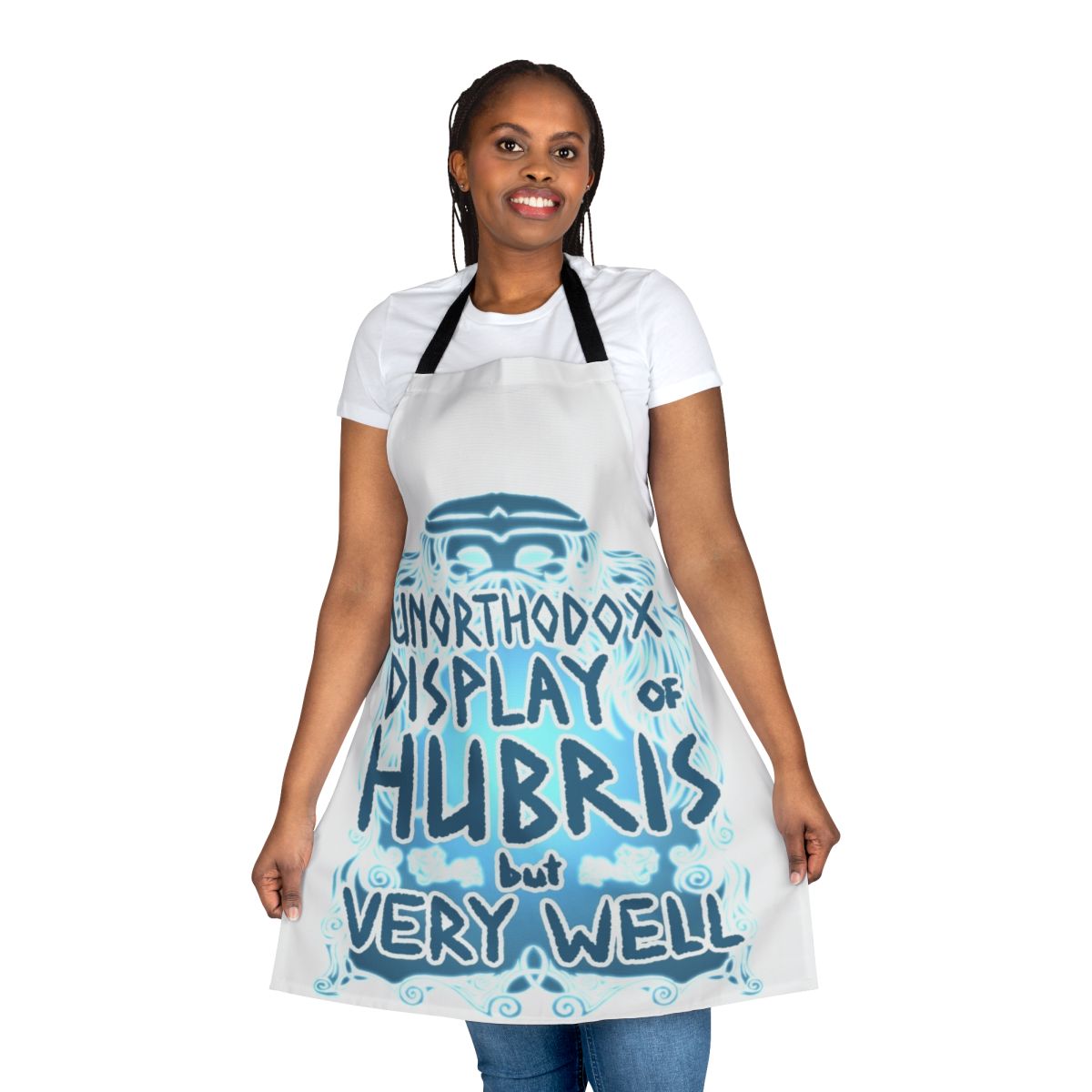 Mythological Norse-inspired apron with imagery evoking Norse mythology and fantasy