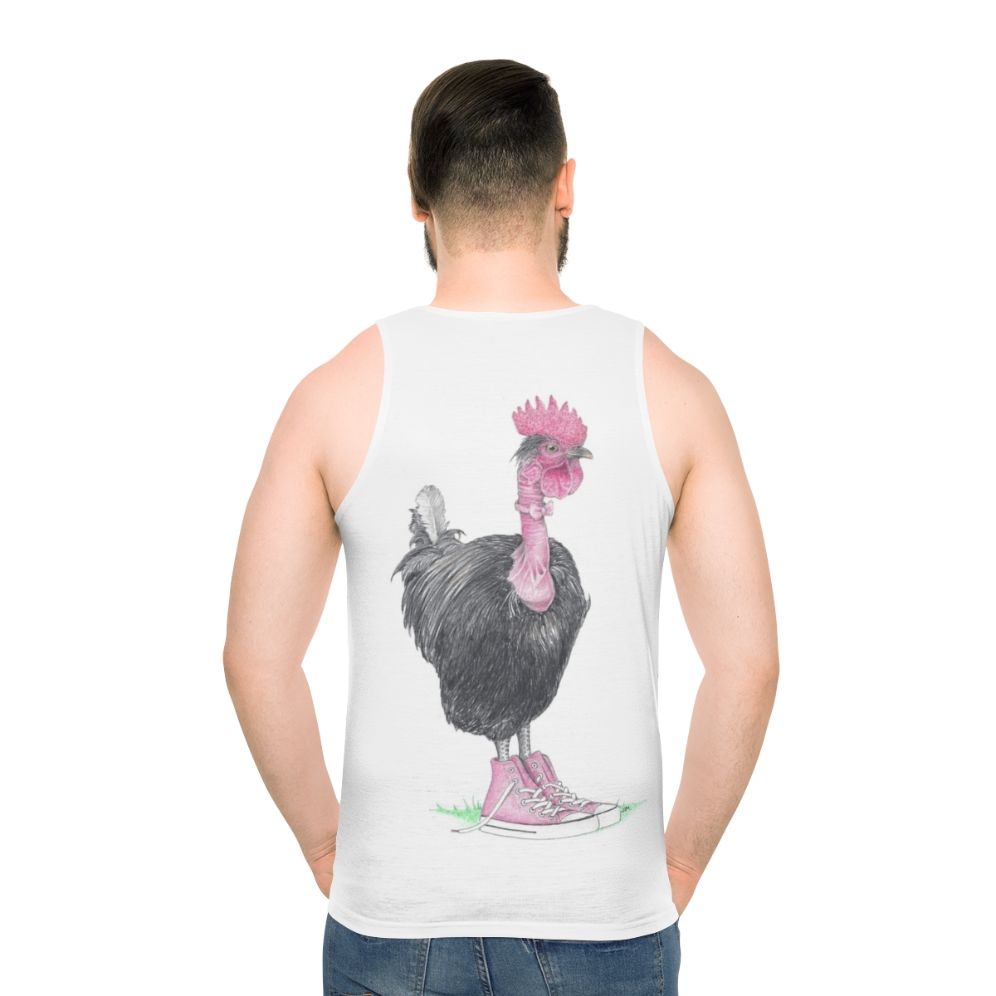 Unisex naked neck chicken in high tops tank top