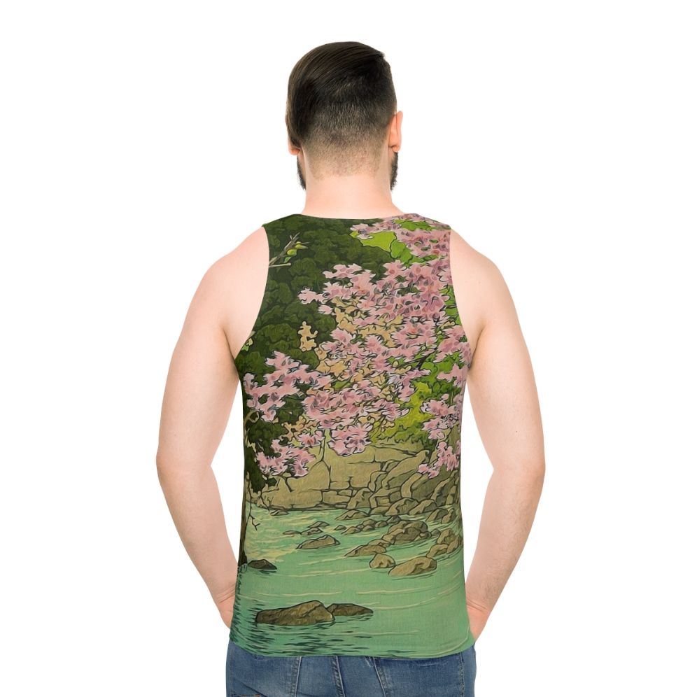 Nature landscape unisex tank top with oriental asian vintage design