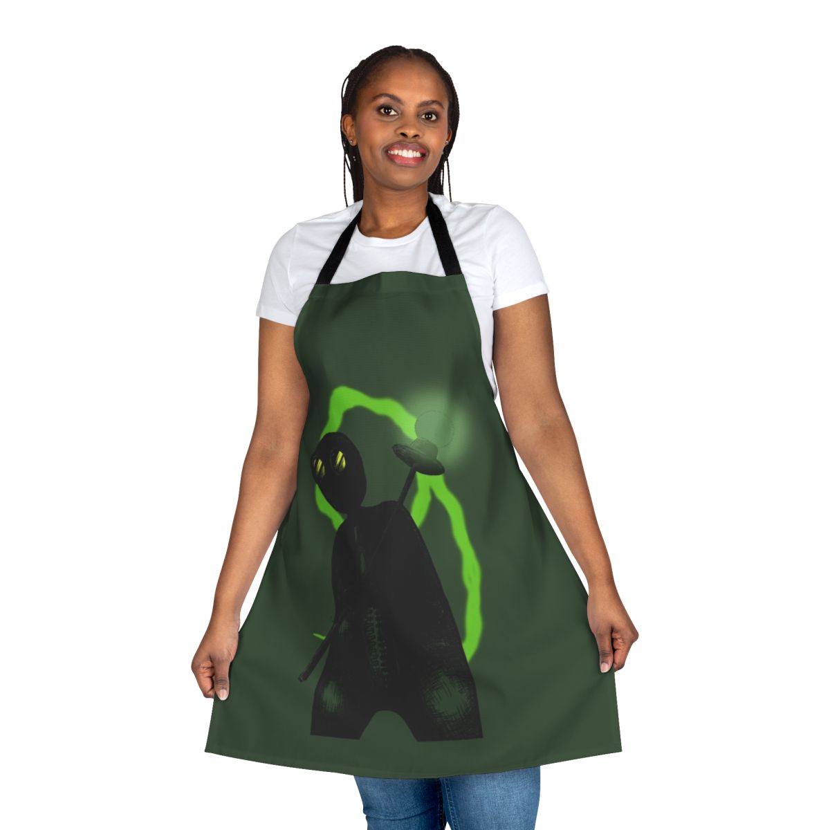 Nine-inspired apocalyptic movie-themed apron with creepy doll imagery