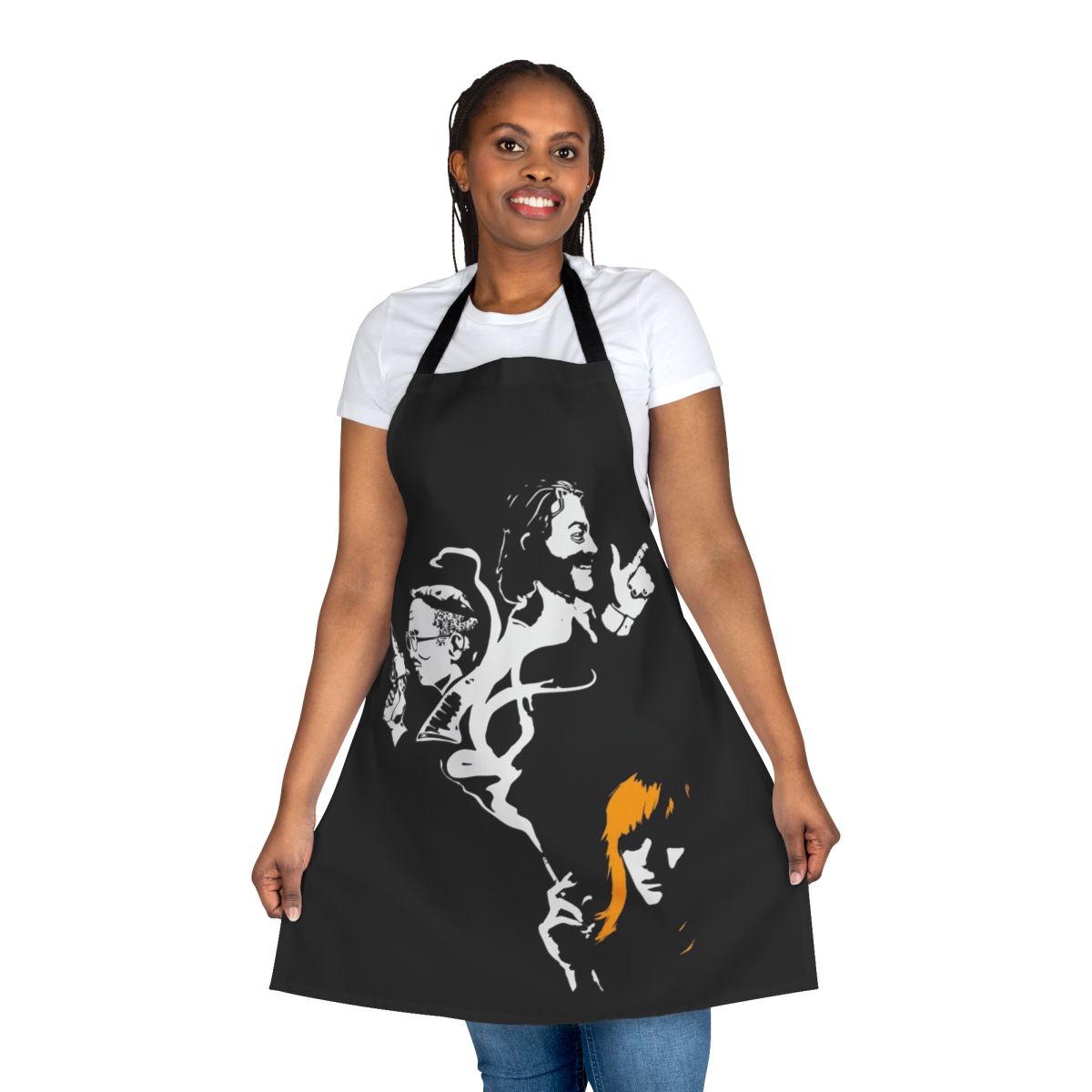 Noir-themed Disco Elysium inspired apron featuring moody black and smoke design