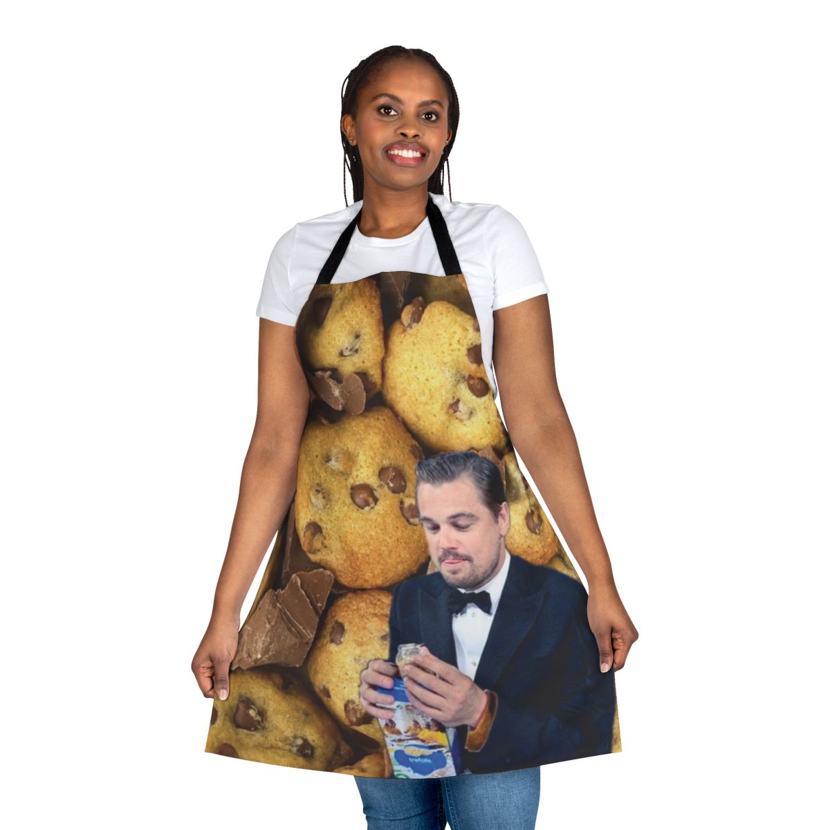Novelty cookie apron featuring a fun Leonardo DiCaprio graphic