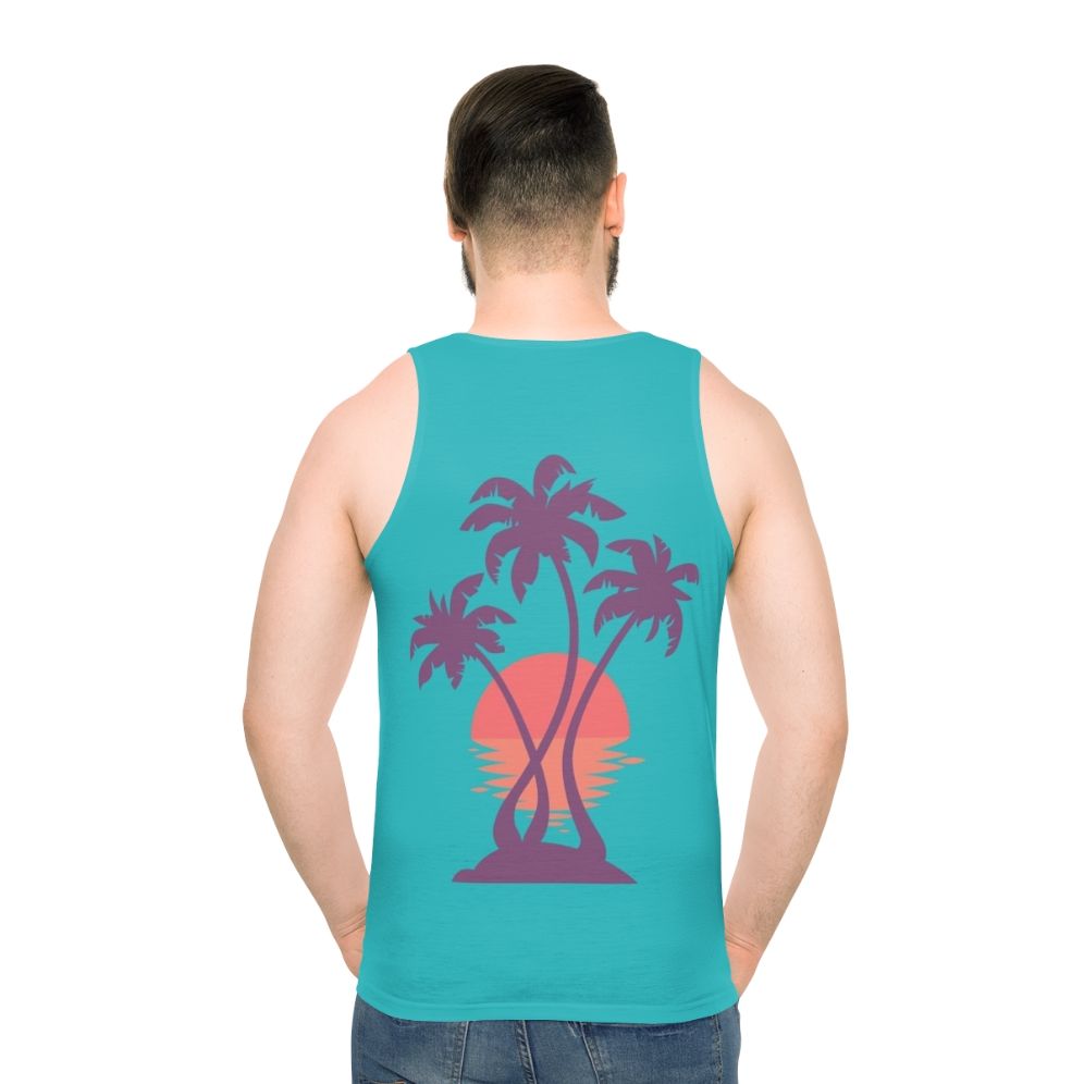 Palm tree sunset unisex tank top