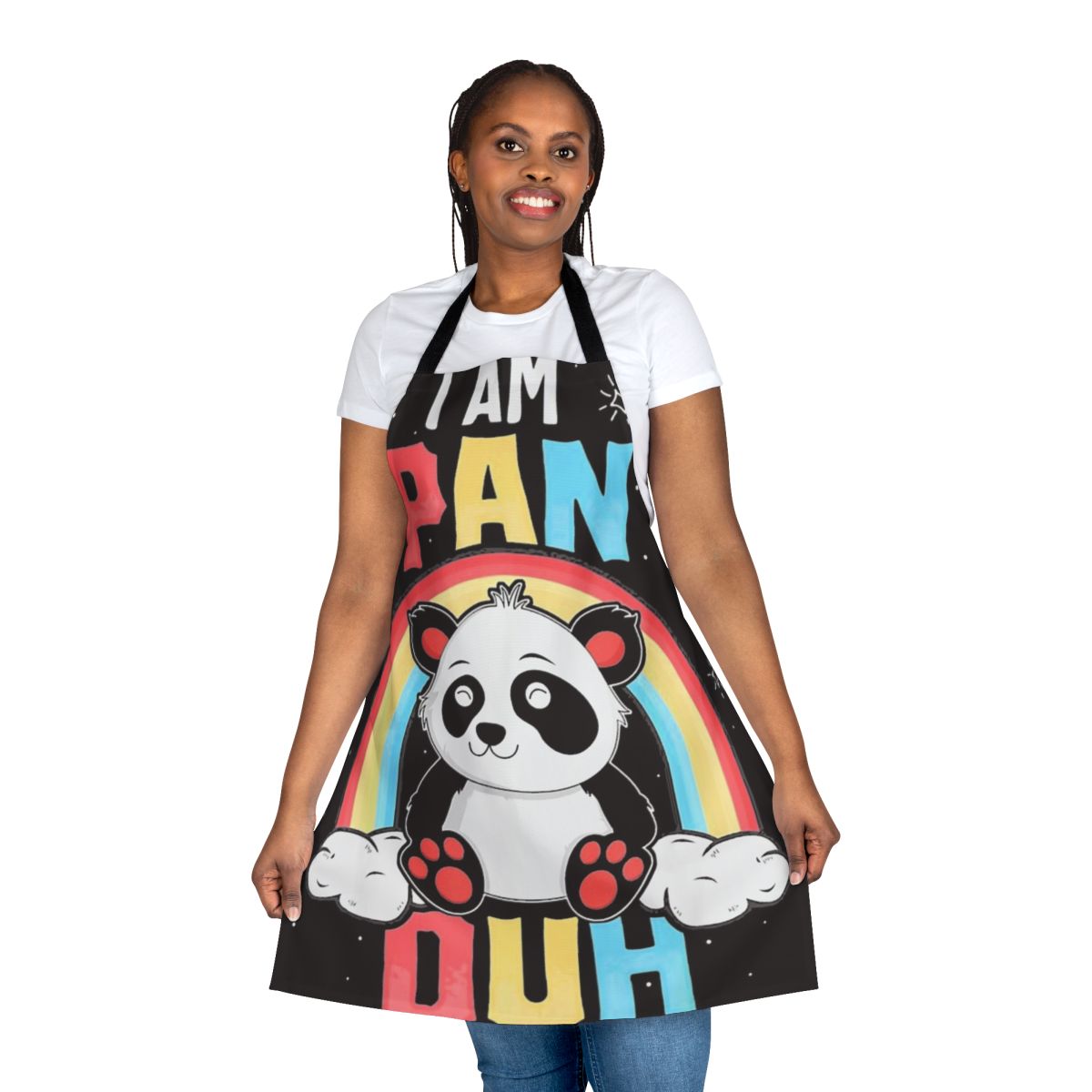 Panda bear apron in LGBTQ colors for the kitchen
