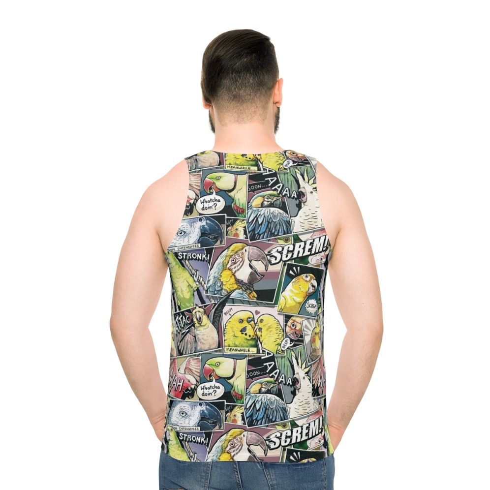 Parrot comic style unisex tank top