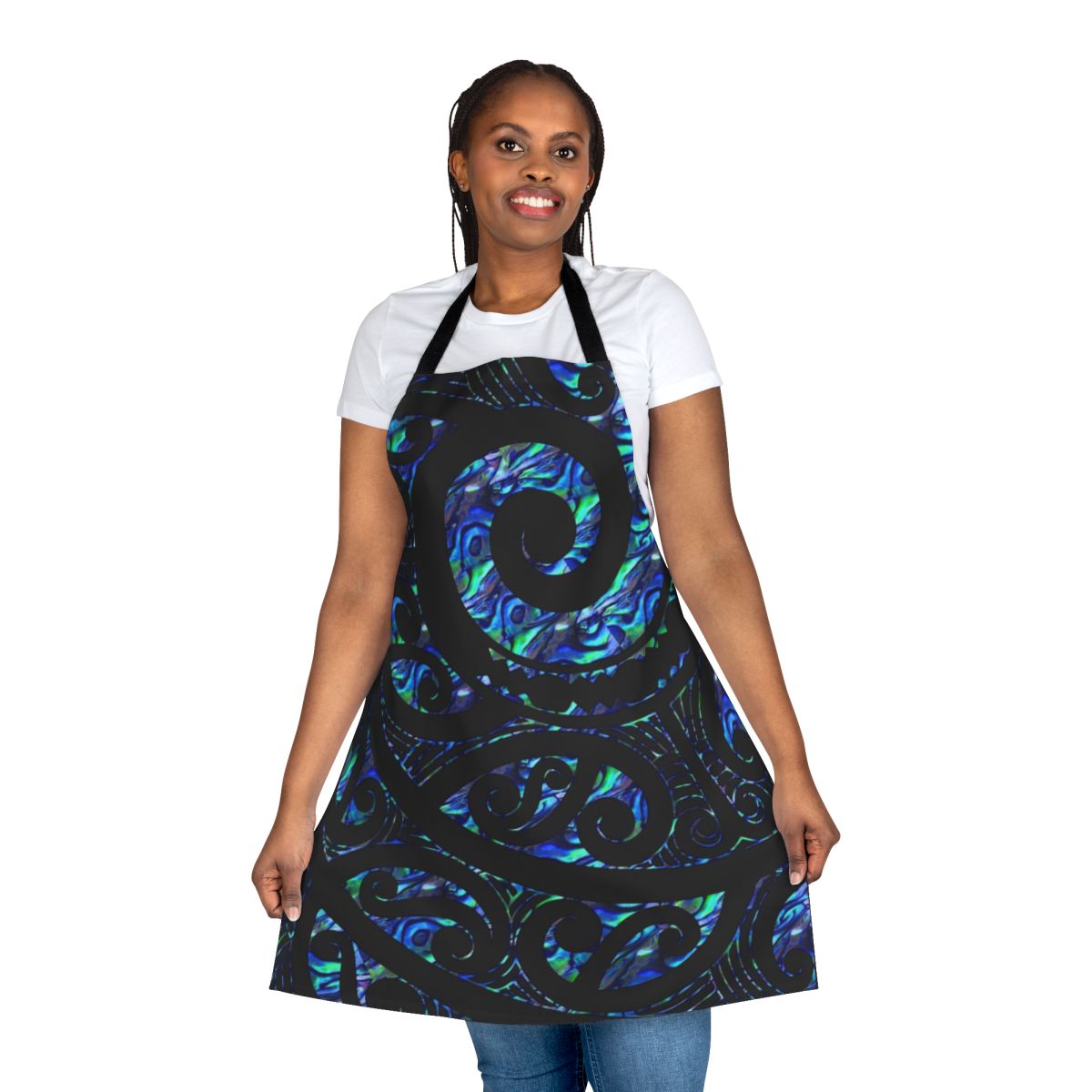 Paua Tattoo Koru Design Apron with New Zealand Maori Inspired Pattern
