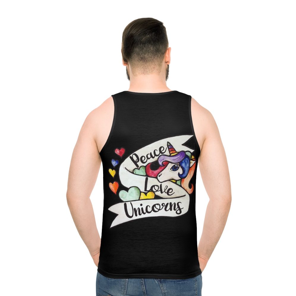 Peace Love Unicorns Rainbow Retro Unisex Tank Top