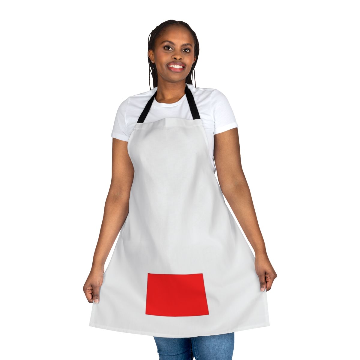 Wyoming state pride apron with a stylized design