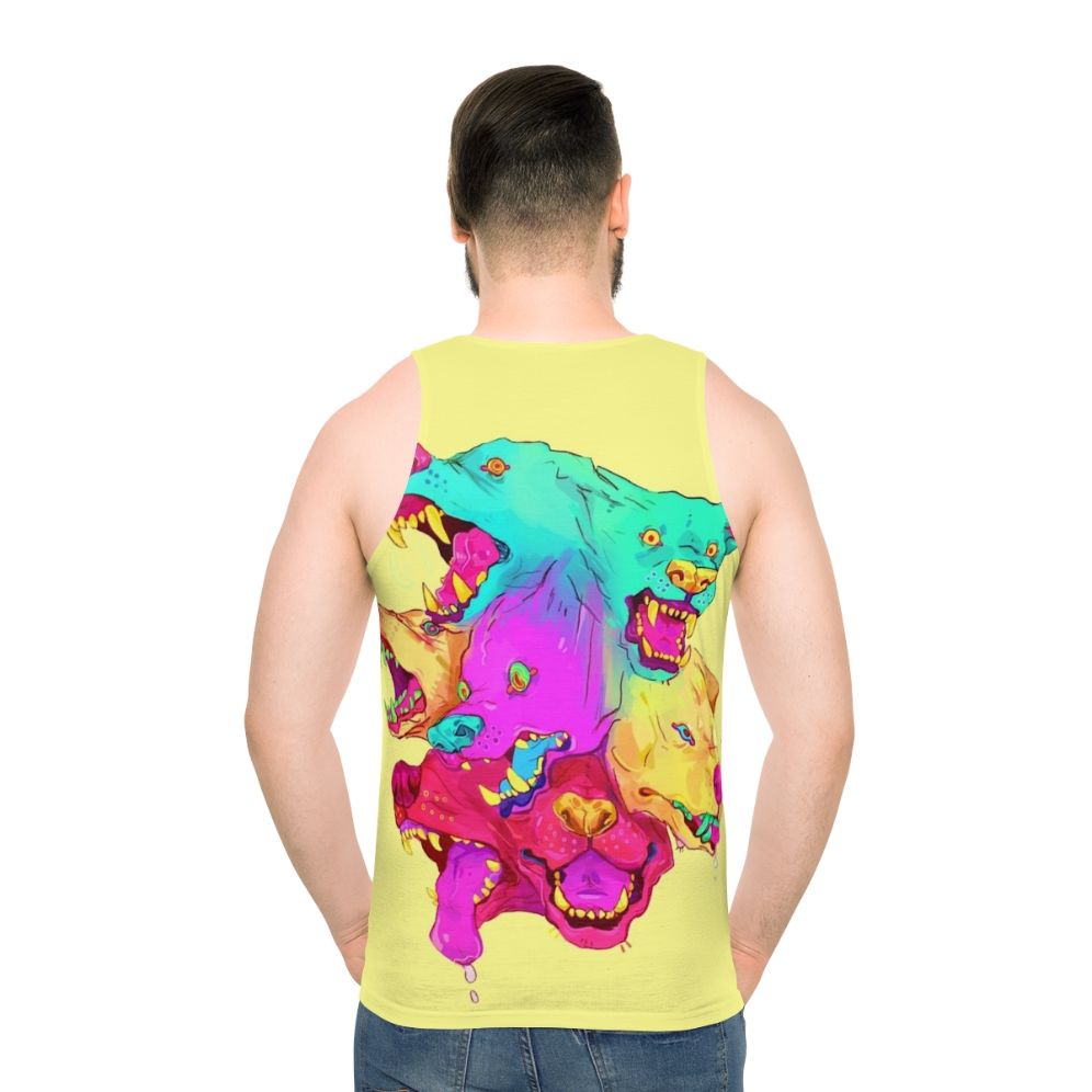 Pileup Unisex Tank Top with Colorful Monster Teeth Graphic