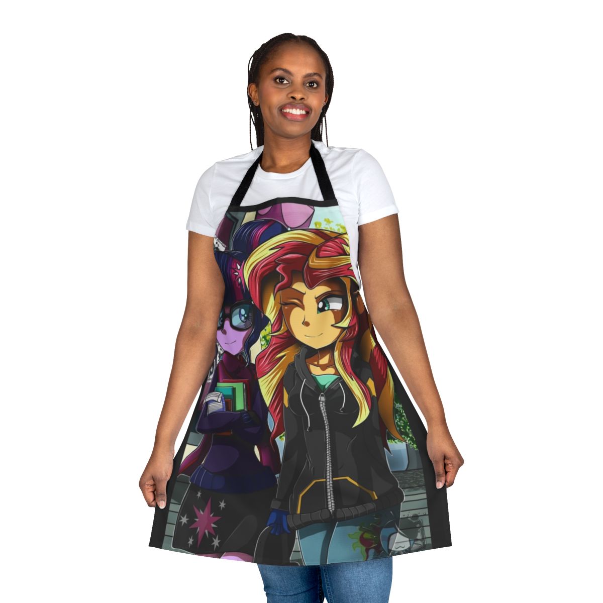 Pony girls-inspired apron featuring Twilight Sparkle and Sunset Shimmer from Equestria Girls