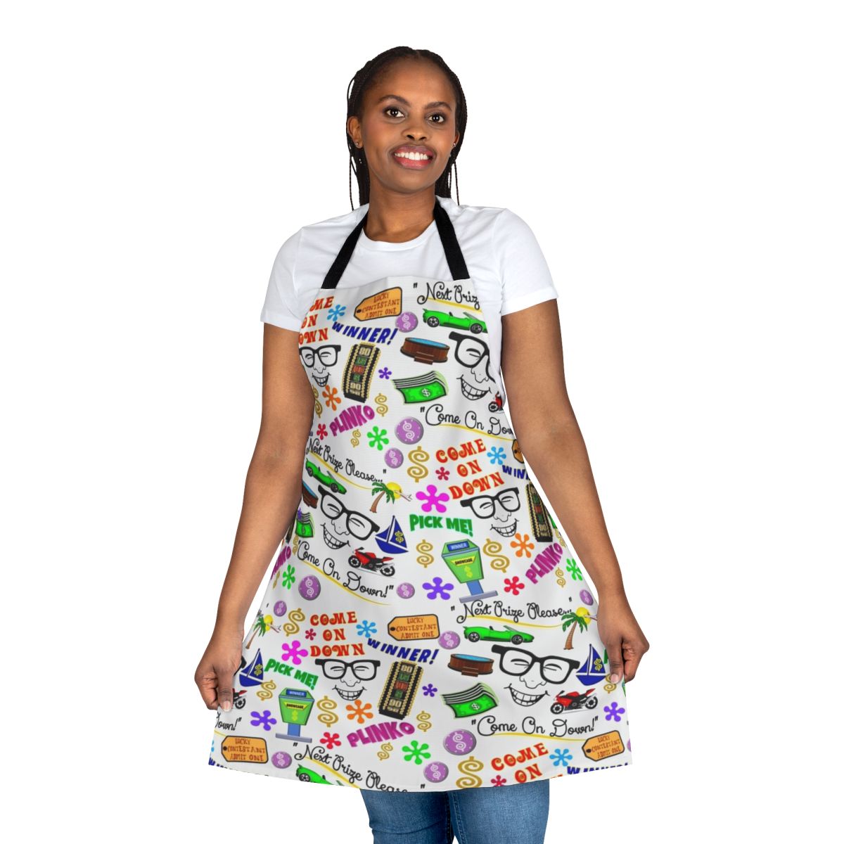 Price is Right themed apron with show logo and game elements