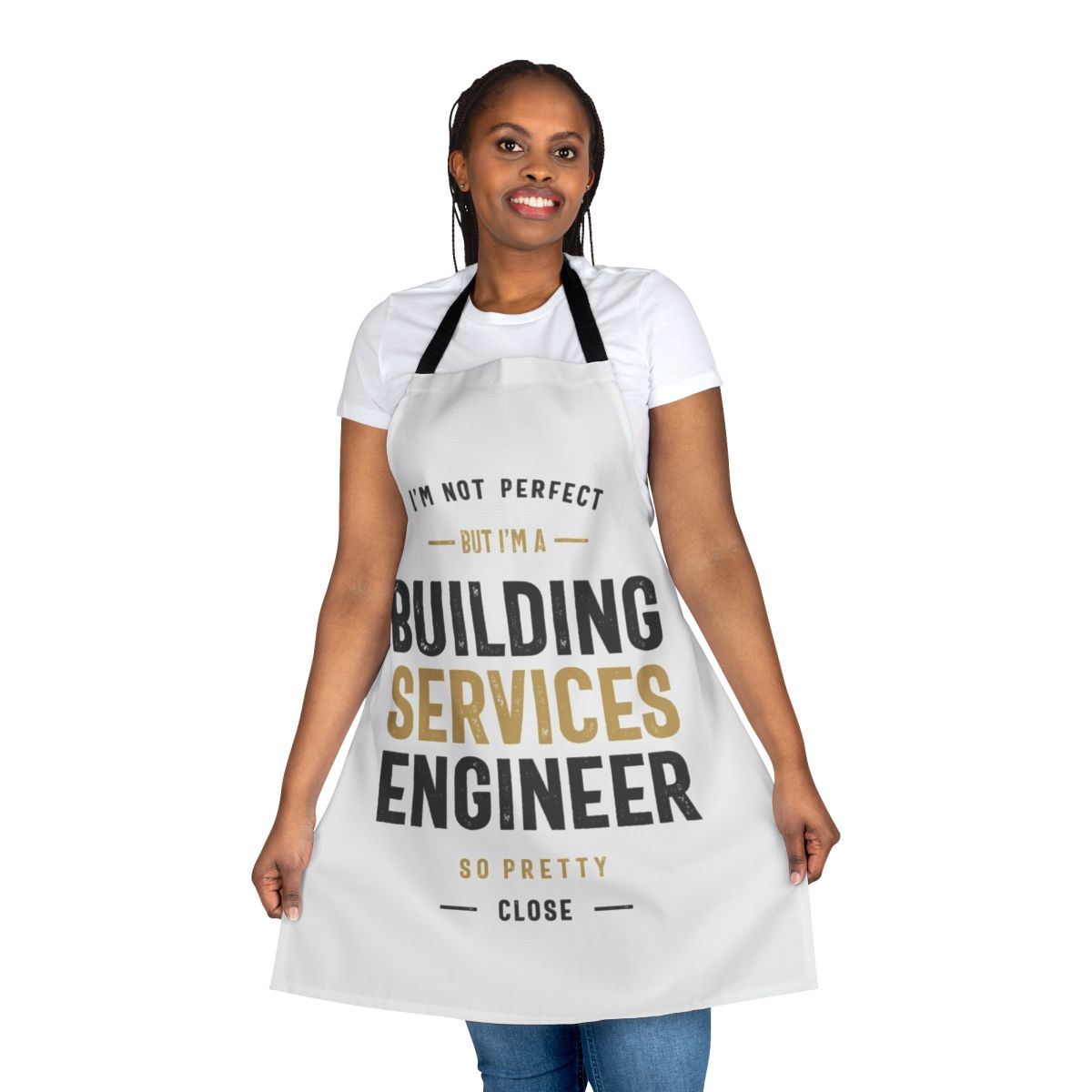 Building services engineer wearing a high-quality work apron