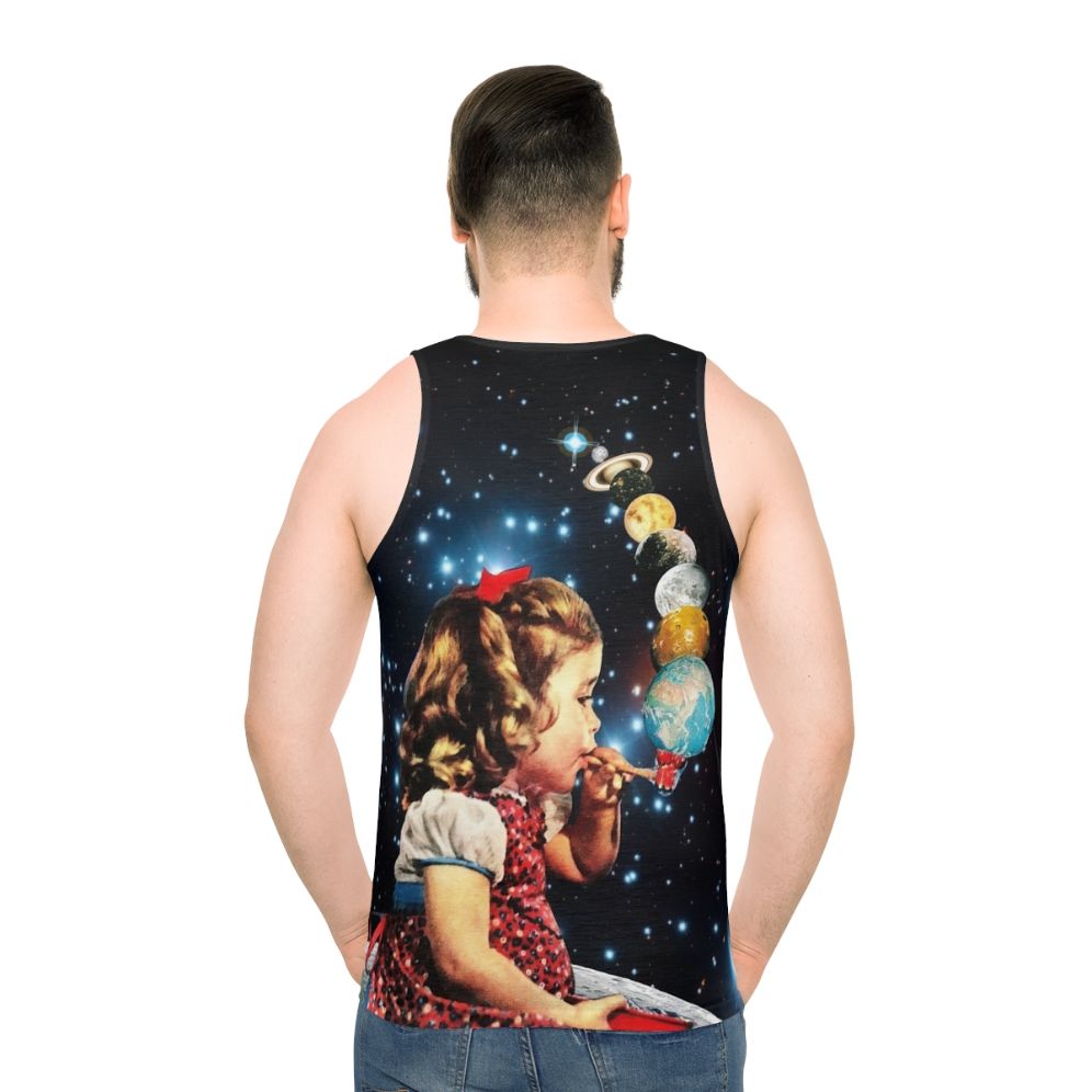Psychedelic unisex tank top with surreal, vintage-inspired design