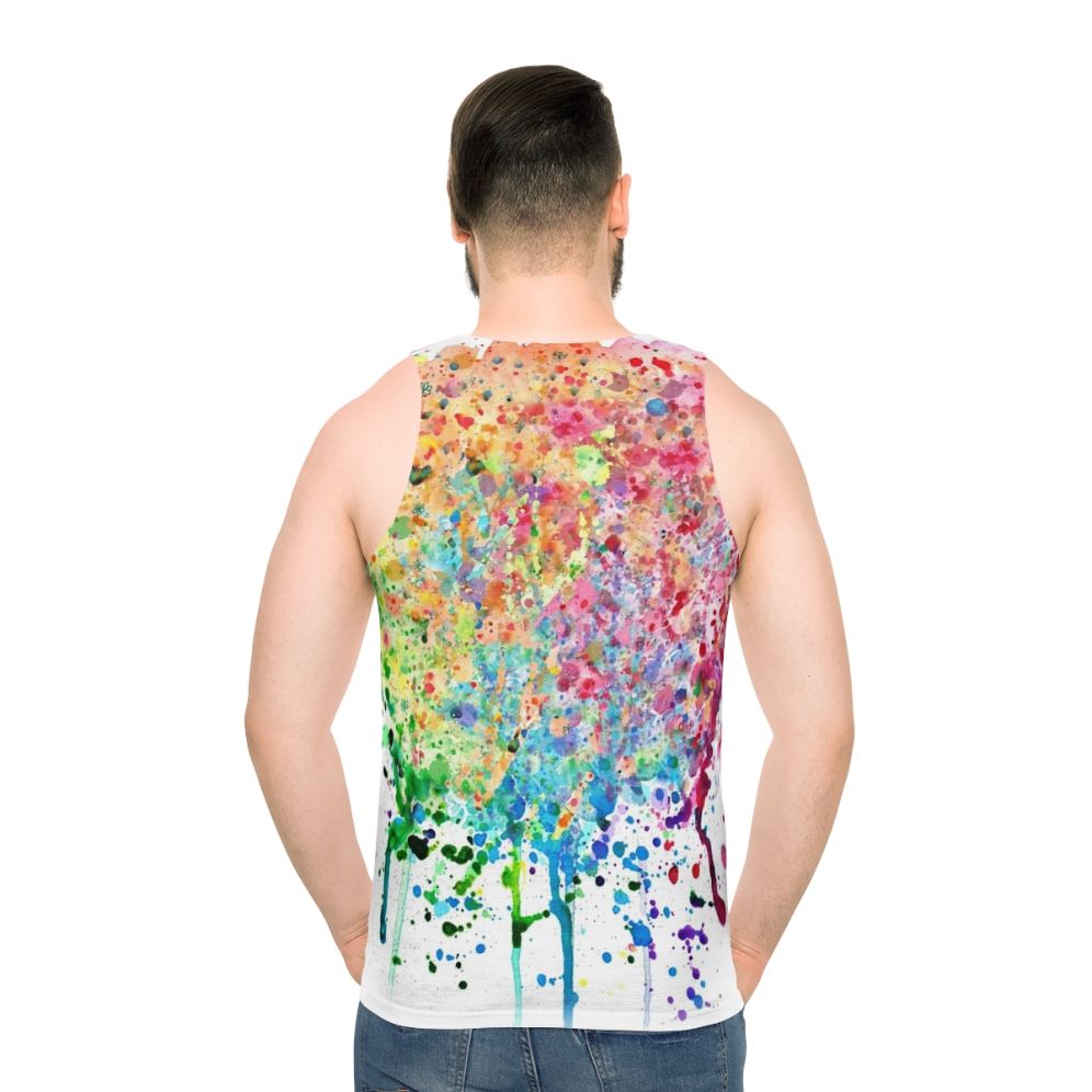 Rainbow paint splatter drip unisex tank top