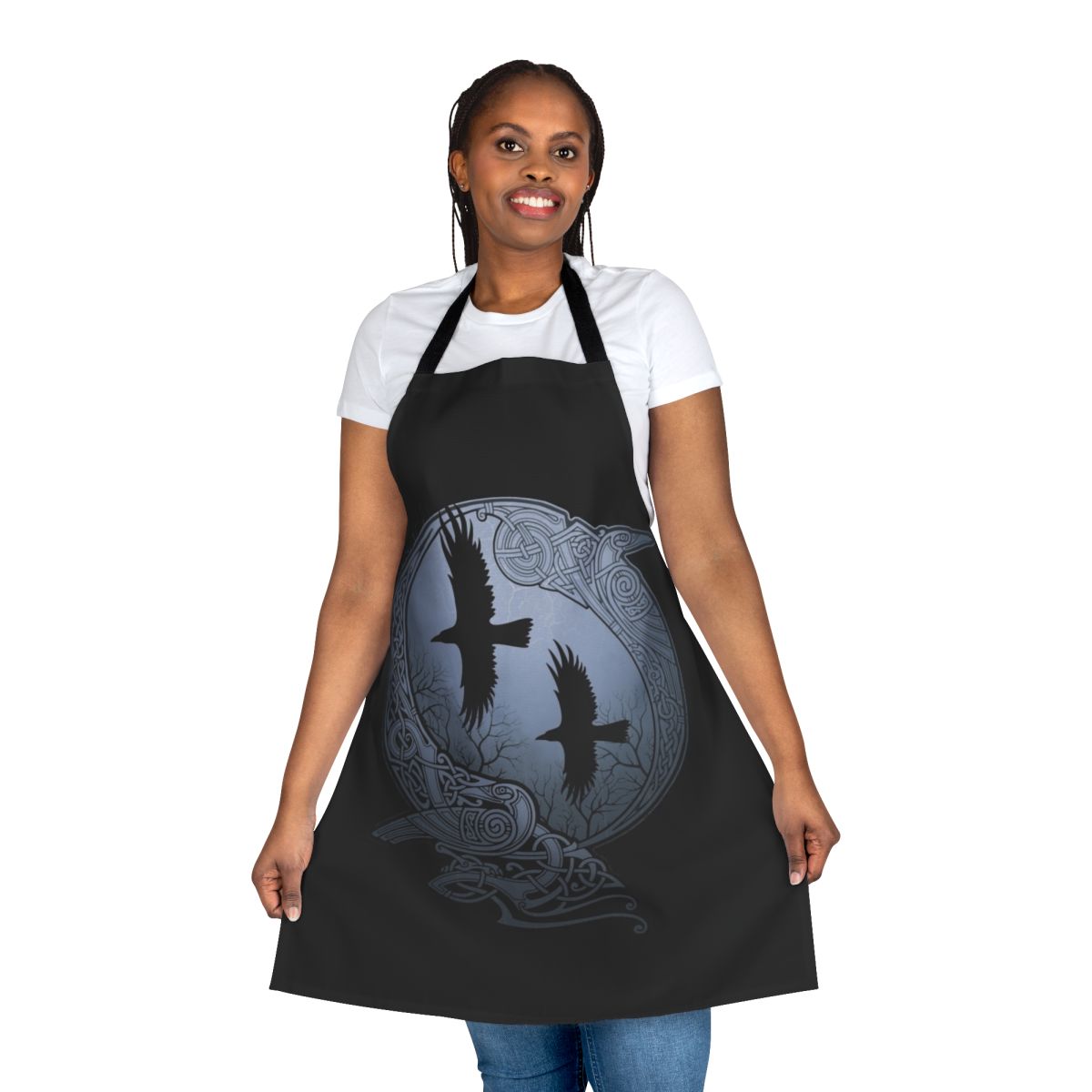 Raven inspired Celtic tribal pattern apron