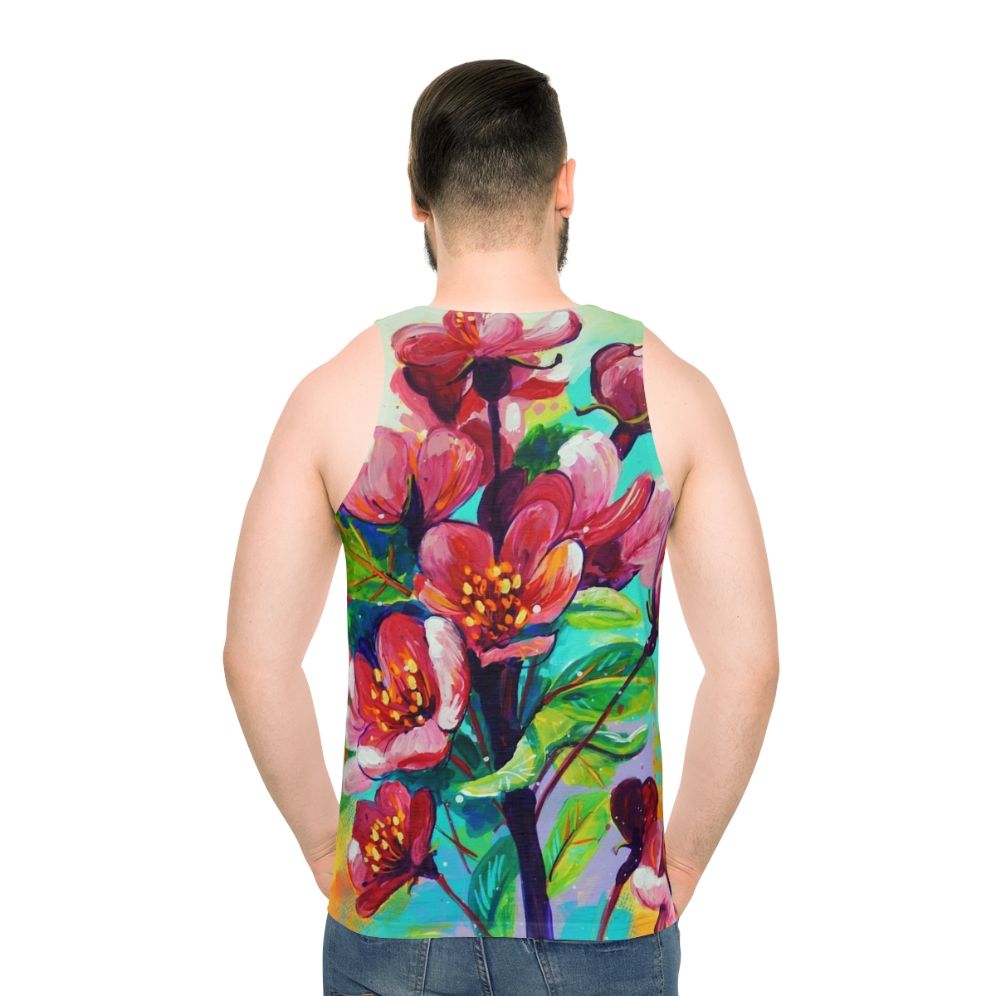Red apple blossom unisex tank top