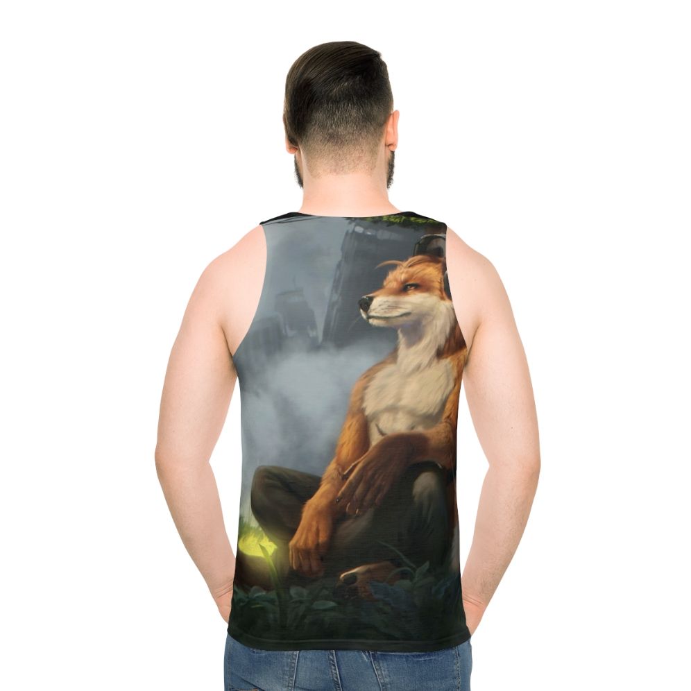 Relaxing unisex tank top with animal-inspired digital art design