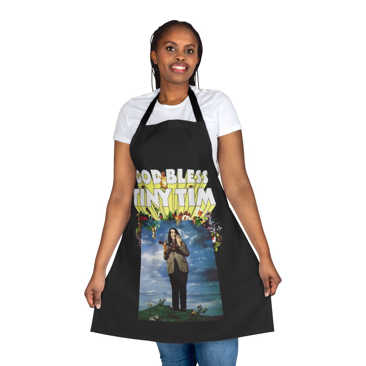Vintage-style apron featuring the iconic musician Tiny Tim
