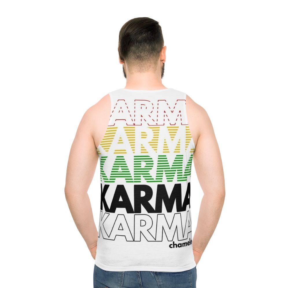 Retro 1980s unisex tank top with Karma Club design